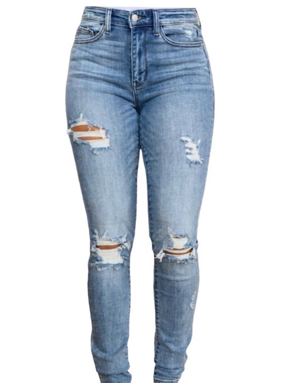 Judy Blue Light Blue High-Rise Distressed Skinny Jeans Size 7/28